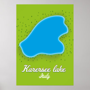 Karersee lake Italy map Poster