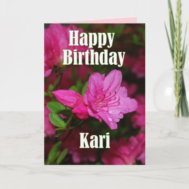 Kari Pink Azalea Happy Birthday Card (Front)