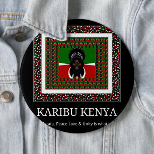 Karibu Kenya: Vibrant National Flag Colours Hakuna 6 Cm Round Badge