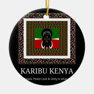 Karibu Kenya: Vibrant National Flag Colours Hakuna Ceramic Tree Decoration