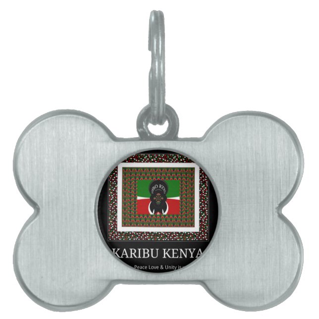 Karibu Kenya: Vibrant National Flag Colours Hakuna Pet ID Tag (Front)