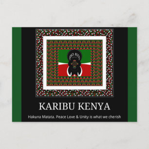 Karibu Kenya: Vibrant National Flag Colours Hakuna Postcard