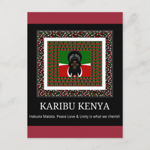 Karibu Kenya: Vibrant National Flag Colours Hakuna Postcard