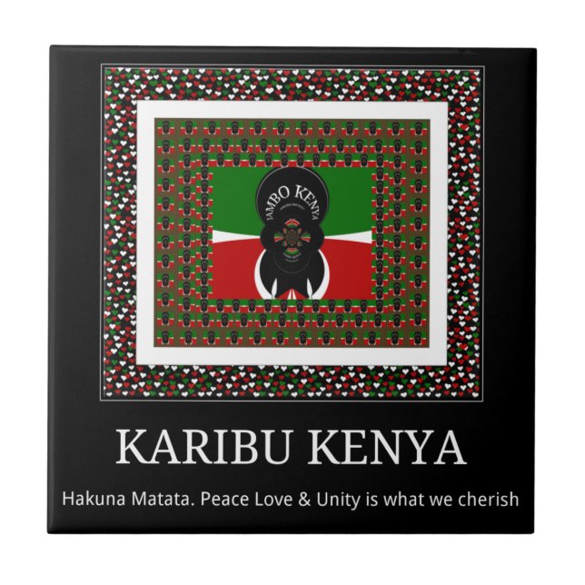Karibu Kenya: Vibrant National Flag Colours Hakuna Tile (Front)