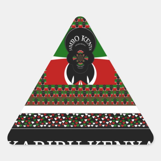 Karibu Kenya: Vibrant National Flag Colours Hakuna Triangle Sticker (Front)