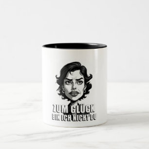 Karikatur mit „Zum Glück…“-Zitat Two-Tone Coffee Mug