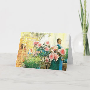 Karin with Pink Flowers and Her Loom Card