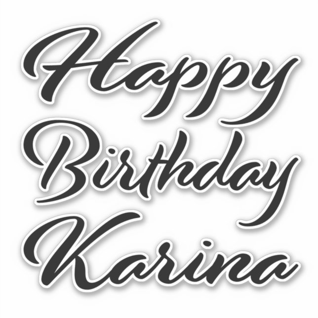 Karina name first name black Sticker birthday (Front)