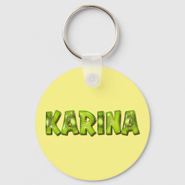 Karina Name Kiwi Design Keychain (Front)
