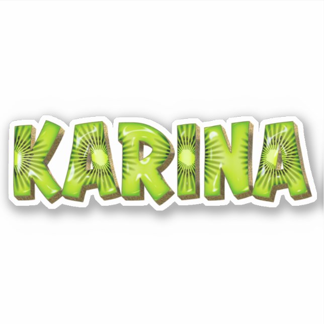Karina Name Kiwi Design Sticker (Front)