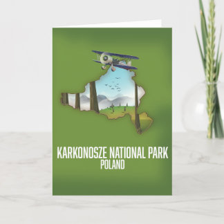 Karkonosze National Park Poland map Card