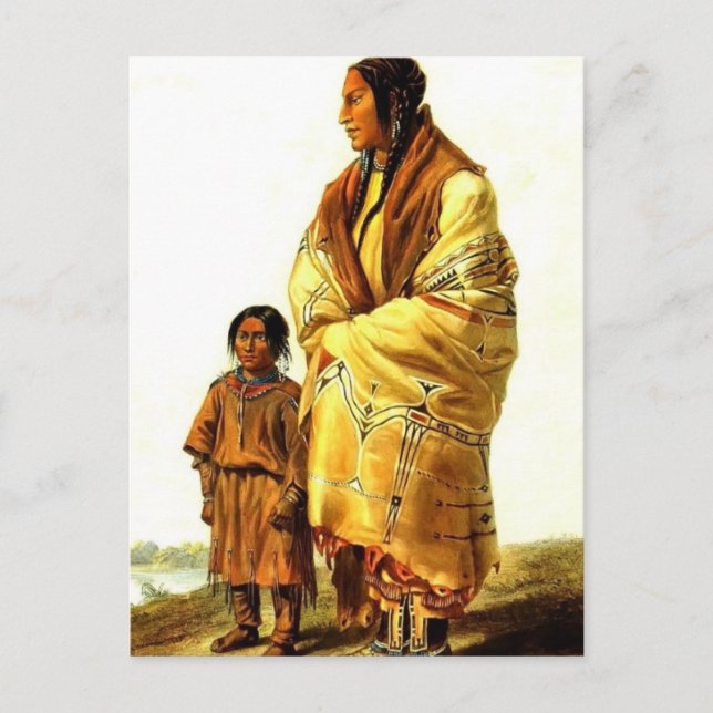 Karl Bodmer- Dacota Woman and Assiniboin Girl Postcard (Front)