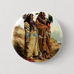 Karl Bodmer-SihChida&MahchsiKarehde,Mandan Indians 6 Cm Round Badge