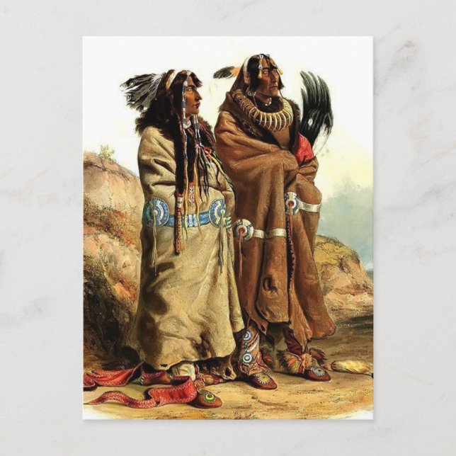 Karl Bodmer-SihChida&MahchsiKarehde,Mandan Indians Postcard (Front)