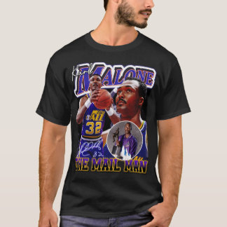 Karl Malone The Mail Man Basketball Legend Signatu T-Shirt