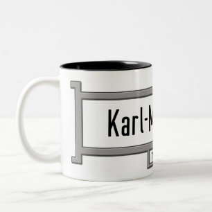Karl-Marx-Allee, Berlin Street Sign Two-Tone Coffee Mug