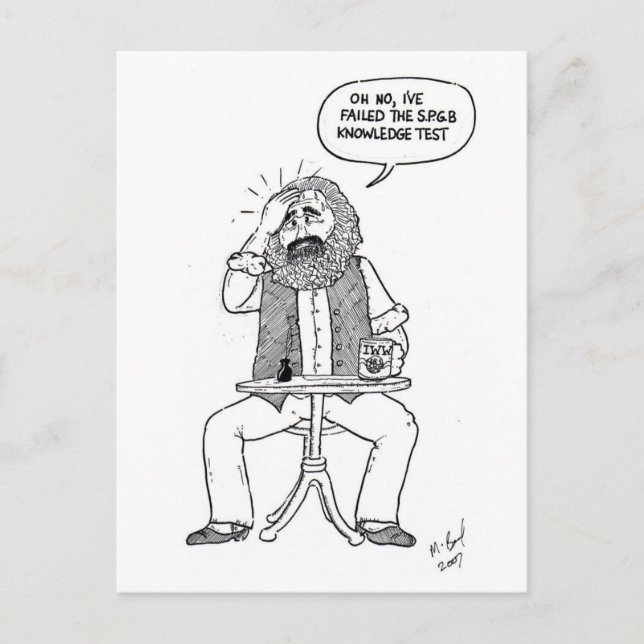 Karl Marx failing SPGB test Postcard (Front)