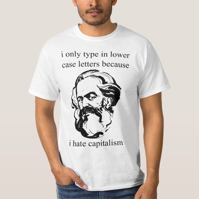Karl Marx I Hate Capitalism Funny Grammar Revoluti T-Shirt (Front)