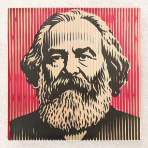 Karl Marx in BAUHAUS optical illusion style Glass Coaster