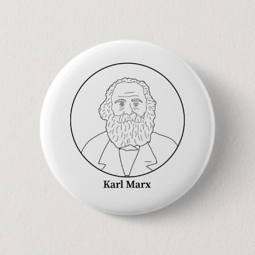 Image of Karl Marx Line Portrait 6 Cm Round Badge