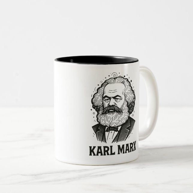 Karl Marx Portrait design Two-Tone Coffee Mug (Front Right)