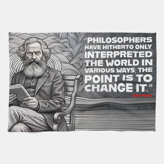 Karl Marx Quote Design - Be the change !  Tea Towel (Horizontal)