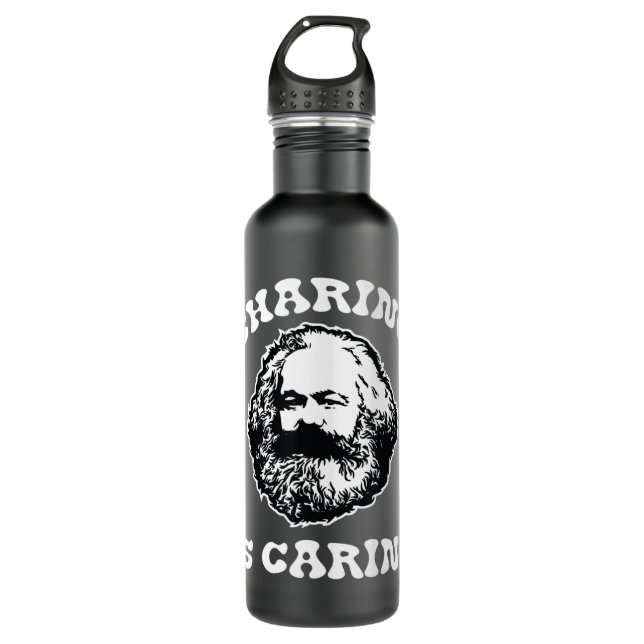 Karl Marx Sharing Is Caring Political Socialist.pn 710 Ml Water Bottle (Front)