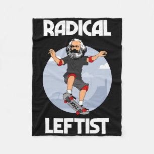 Karl Marx Skateboarding Radical Leftist Funny Marx Fleece Blanket
