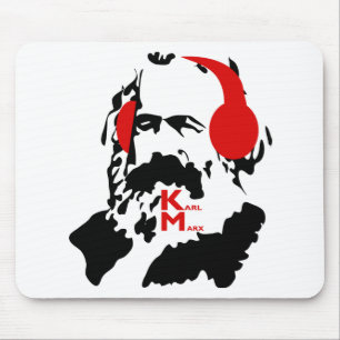 KARL MARX WITH HEADPHONES MOUSE MAT