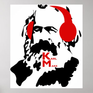 KARL MARX WITH HEADPHONES POSTER