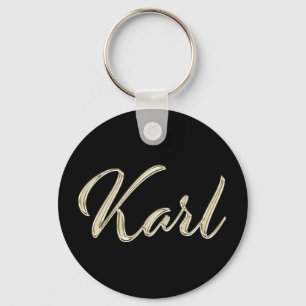 Karl Name whitegold Button Schlüsselanhänger Key Ring