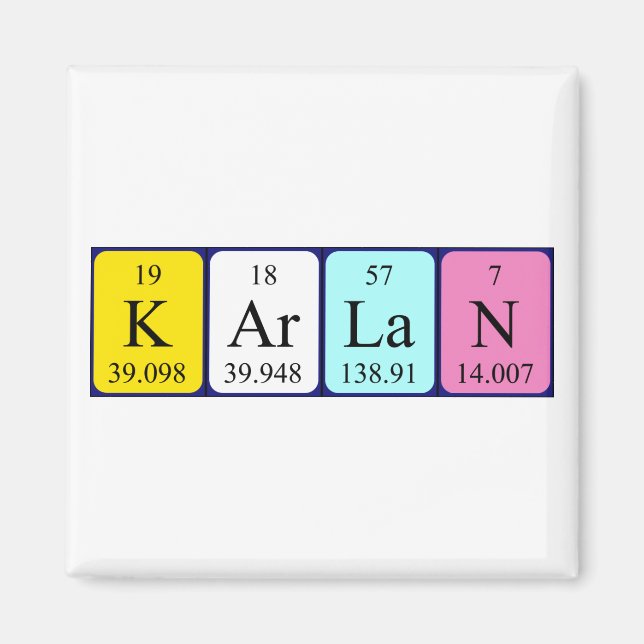 Karlan periodic table name magnet (Front)