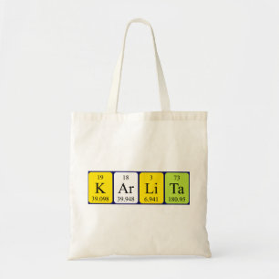 Karlita periodic table name tote bag