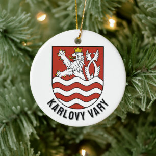 Karlovy Vary coat of arms, Czech Republic Ceramic Tree Decoration