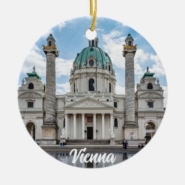 Karlskirche in Vienna, Austria Ceramic Tree Decoration (Front)