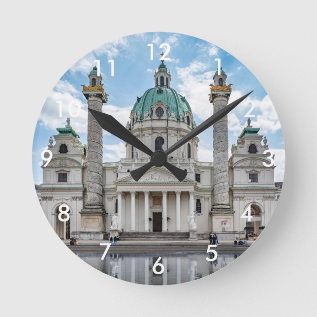 Karlskirche in Vienna, Austria Round Clock (Front)