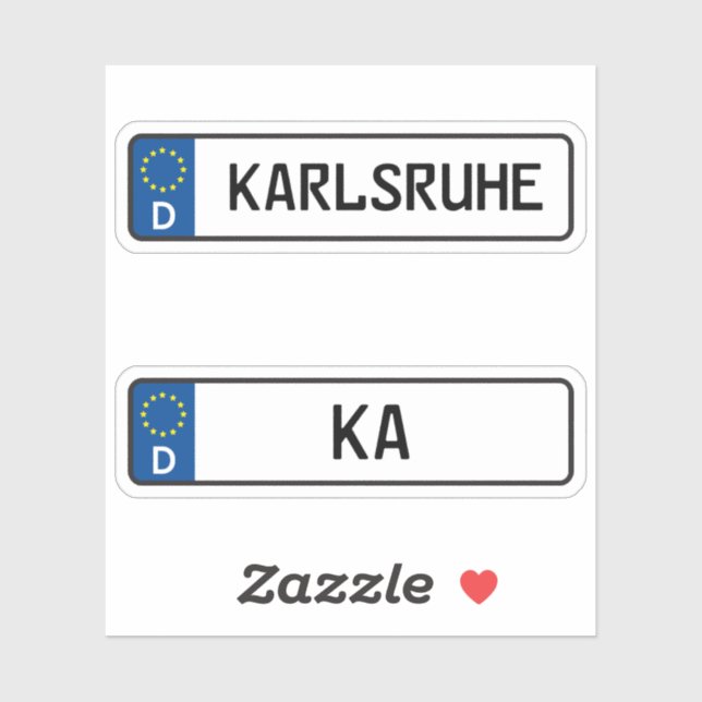 Karlsruhe kennzeichen, German Car License Plate (Sheet)