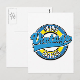 karlstad sweden vintage style logo. postcard