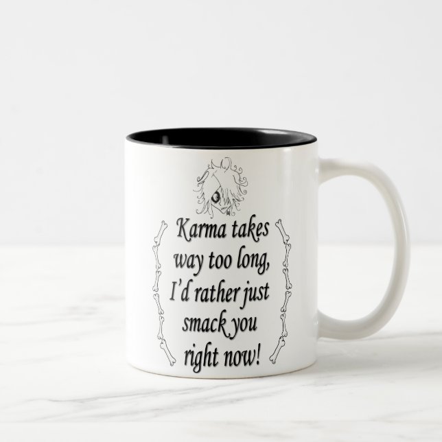 Karma (B&W) Two-Tone Coffee Mug (Right)