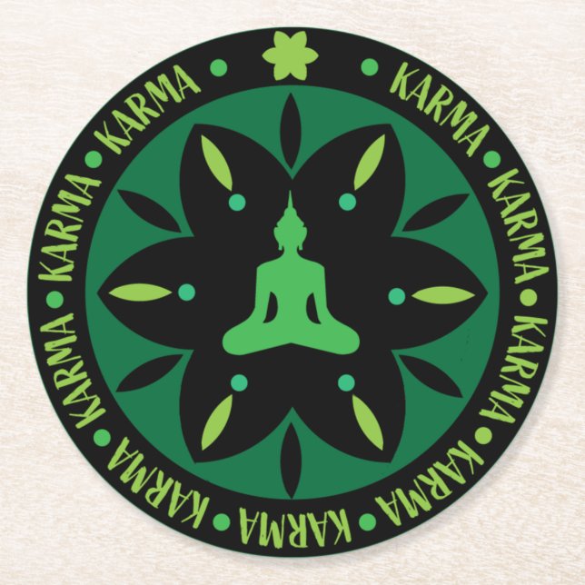 Karma Buddhist Religion - Buddhism Six Sages  Round Paper Coaster (Front)