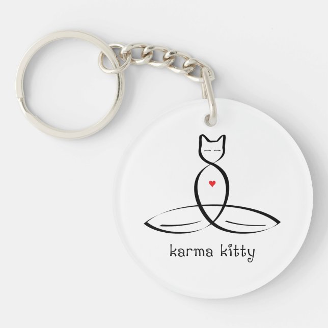 Karma Kitty - Fancy style text. Key Ring (Front)