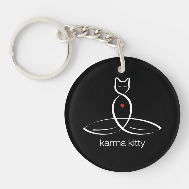Karma Kitty - Regular style text. Key Ring (Front)