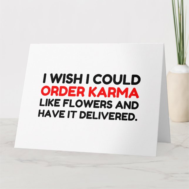 KARMA LIKE FLOWERS DELIVERED JOKE THANK YOU CARD (Front)