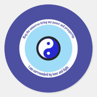 Karma Protection Dark Blue Evil Eye Yin Yang Classic Round Sticker
