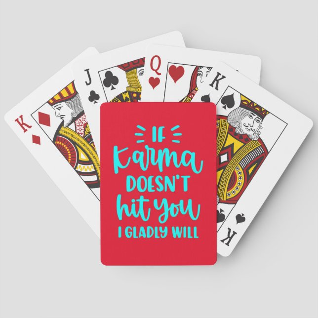 Karma quotes playing cards red blue (Back)