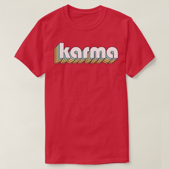 Karma Retro Rainbow Typography Faded Style T-Shirt (Design Front)