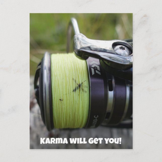 Karma will get you fishing postcard (Front)