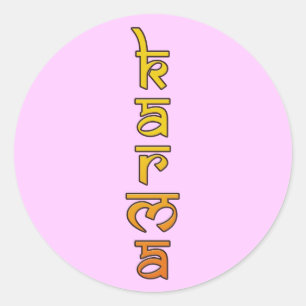 karma - yellow classic round sticker