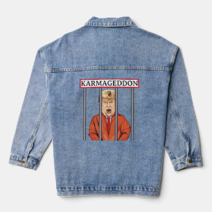 KARMAGEDDON: Trump in Prison Orange Jumpsuit Funny Denim Jacket