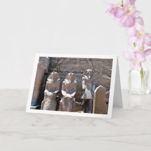 Karnak Temple, Statues on the Chachette Court Card